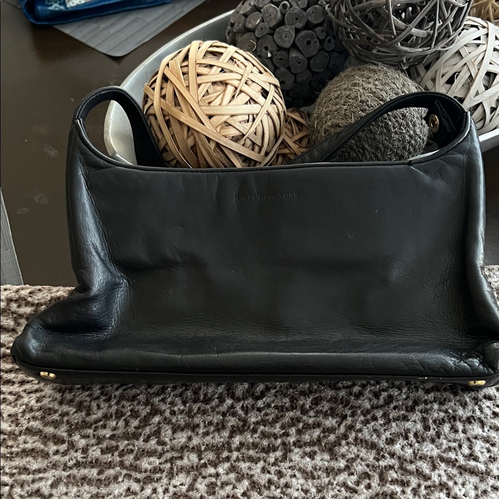 Jones New York Black Leather Shoulder Bag